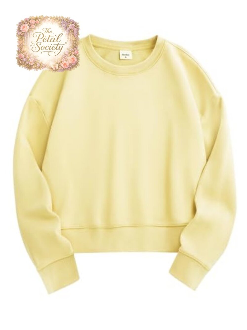 Women's Cropped Crewneck Sweatshirt Cotton Blend Long Sleeve Pullover